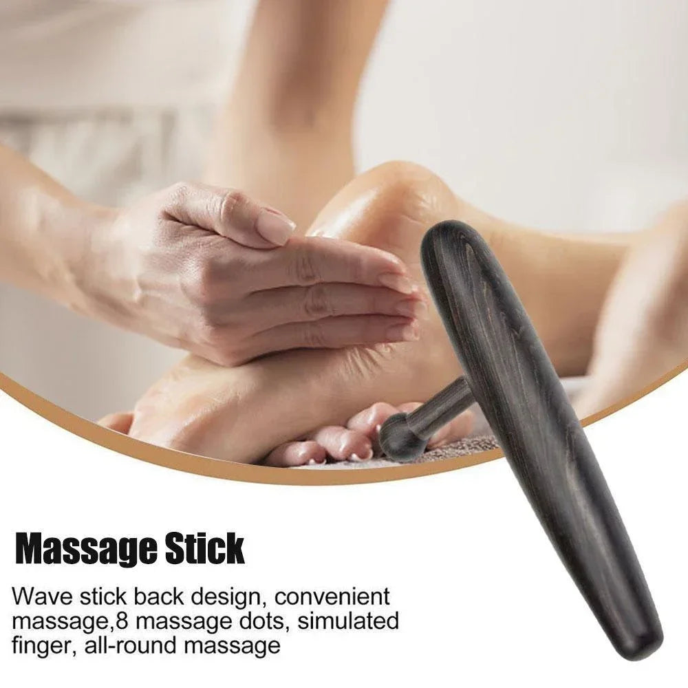 Black sandalwood trigger point massager tool for deep tissue muscle relief and natural pain therapy — view 4