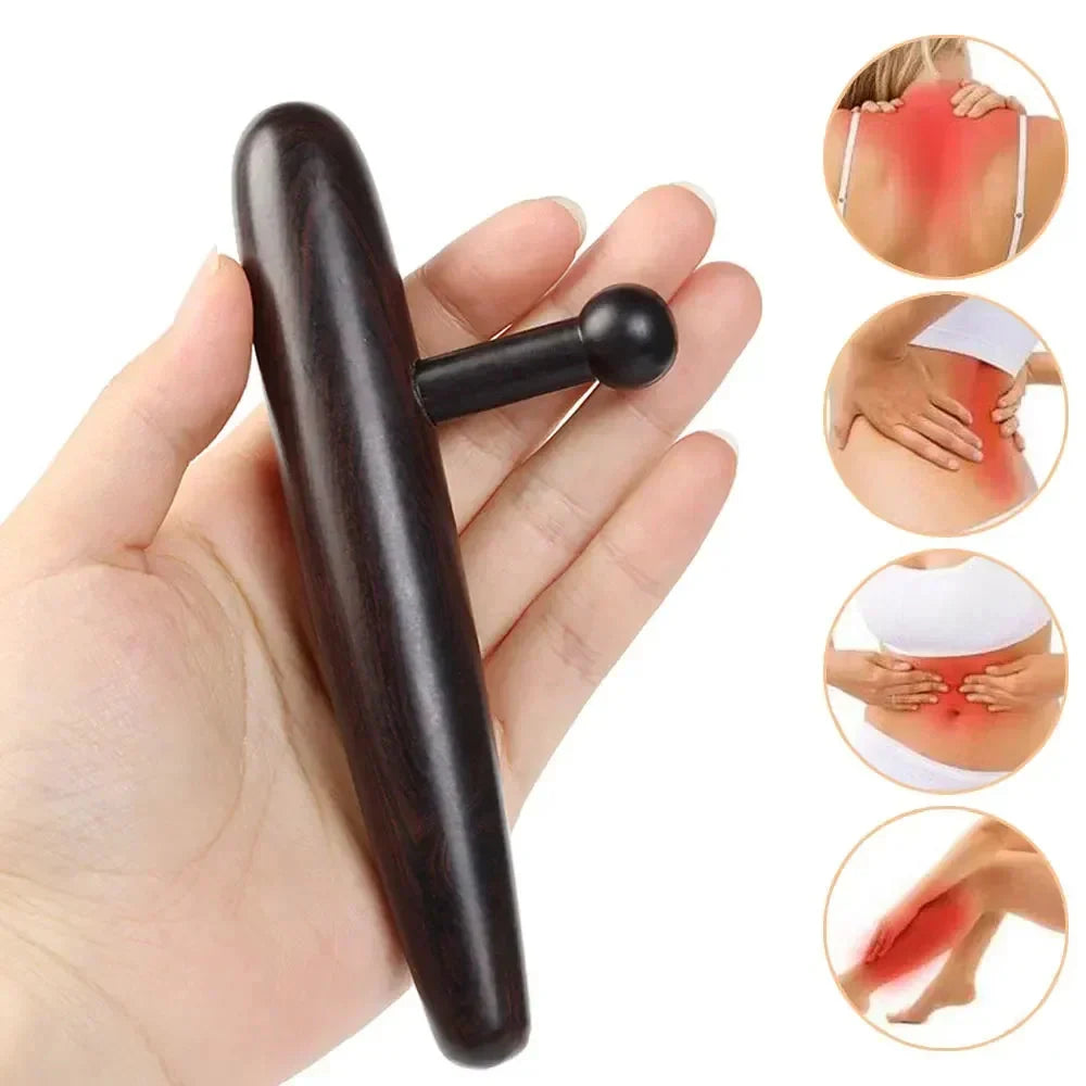 Black sandalwood trigger point massager tool for deep tissue muscle relief and natural pain therapy — view 2