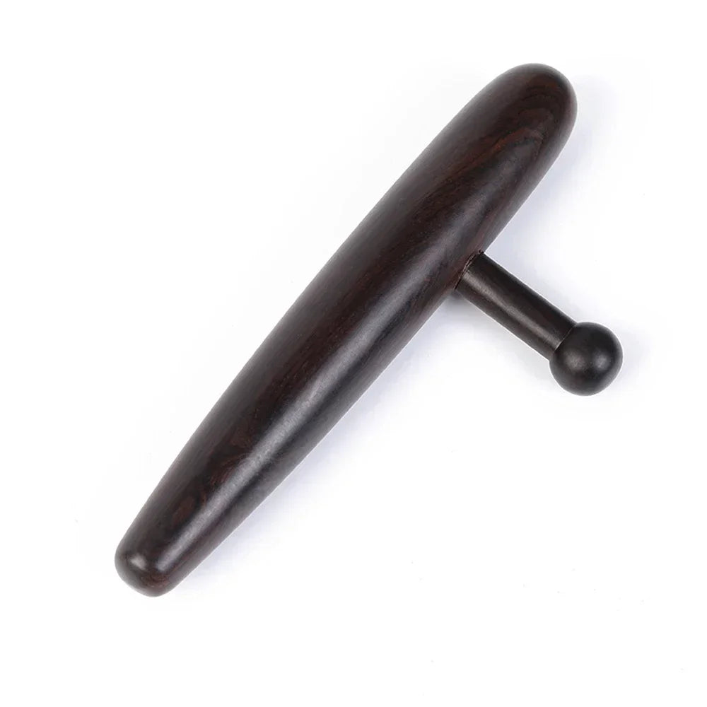 Black sandalwood trigger point massager tool for deep tissue muscle relief and natural pain therapy