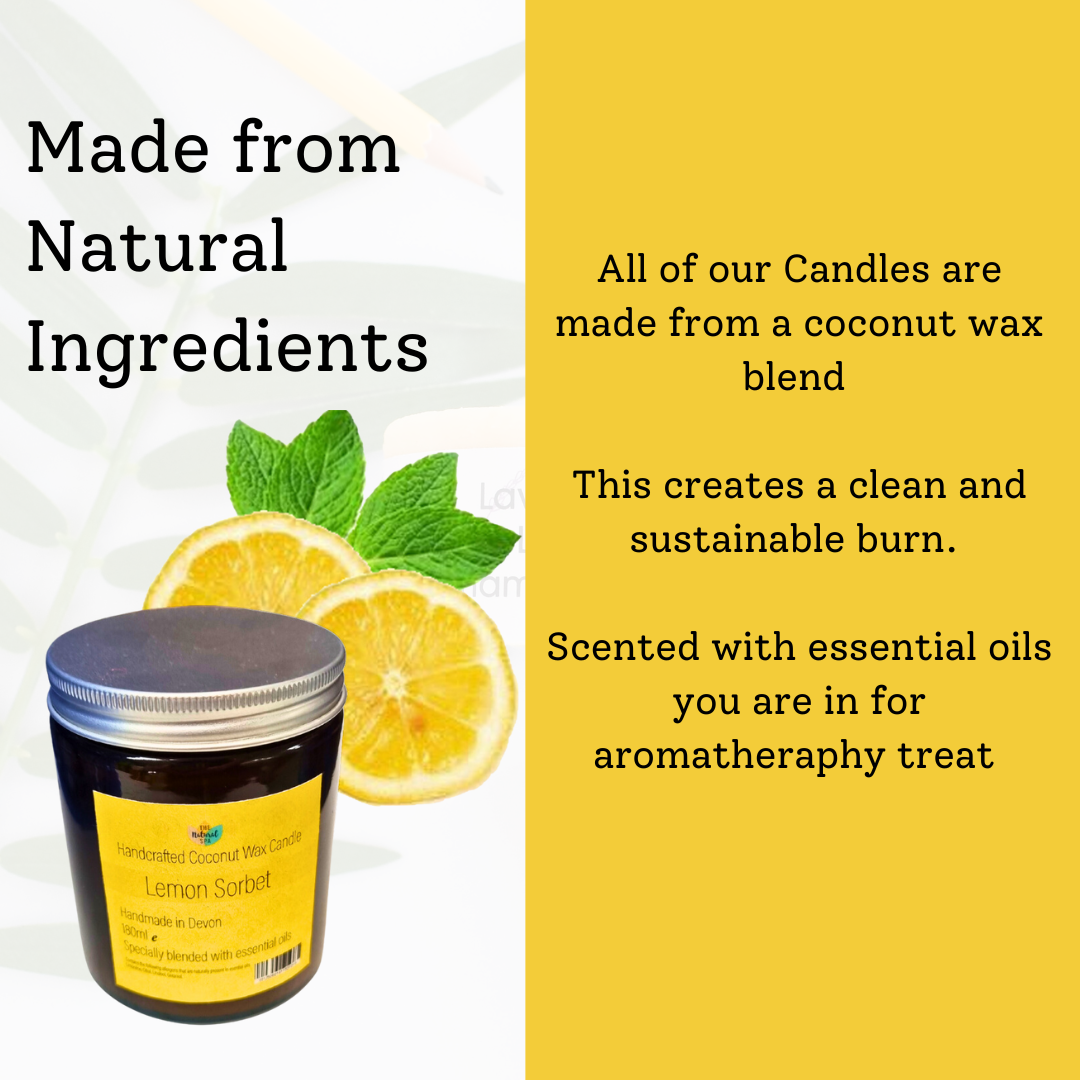 Lemon Sorbet Hand-Poured Coconut Wax Candle | Citrus & Natural Aromatherapy | Vegan, Eco-Friendly Candle | 2 Size Options-3
