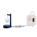 Compact matte desktop water dispenser and mini fridge combo with filtration system and tubing