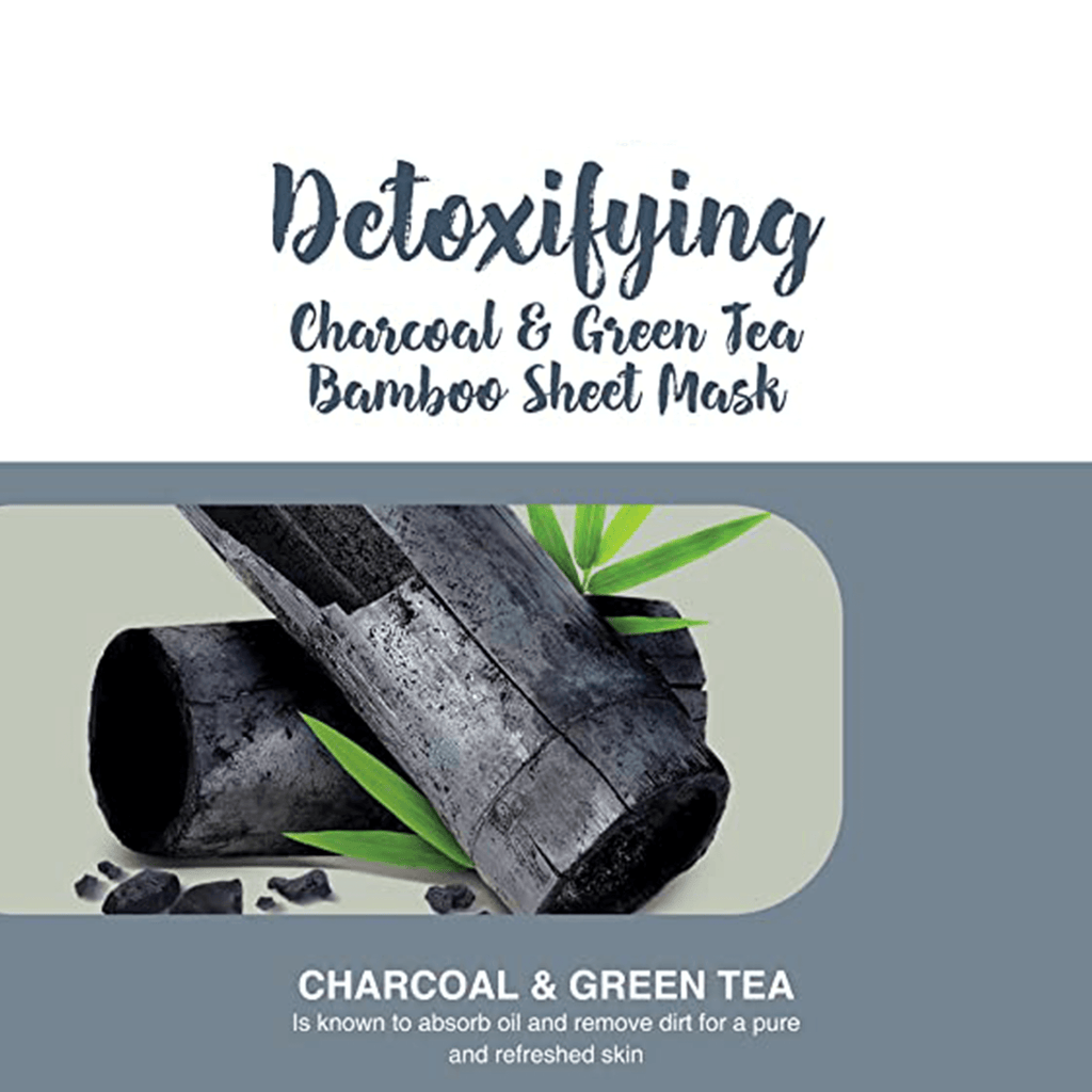 Himalaya detoxifying charcoal and green tea bamboo face sheet mask in sleek branded pouch packaging — view 3