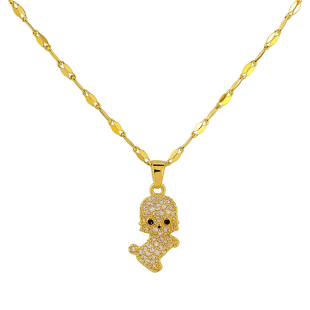 Sparkling diamond puppy pendant necklace adorned with shimmering stones on a delicate chain