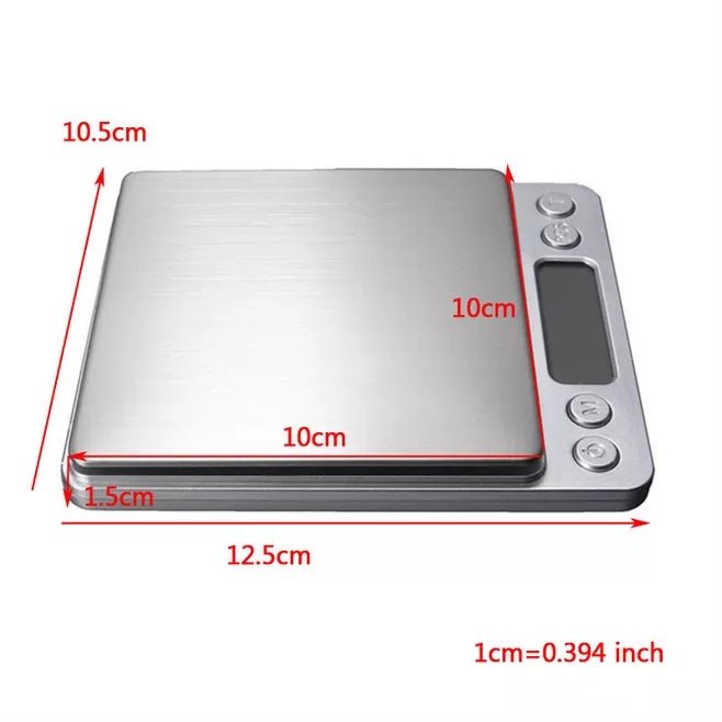 Digital kitchen scale with sleek stainless steel platform, LCD screen, and clear plastic measuring trays — view 4