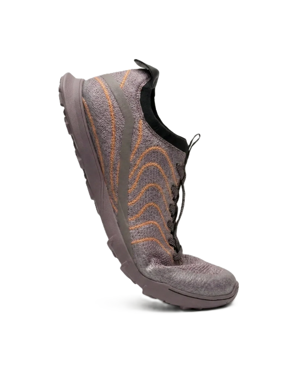 VERVE barefoot running shoes featuring a hydrophobic knit upper and aggressive deep traction trail lugs