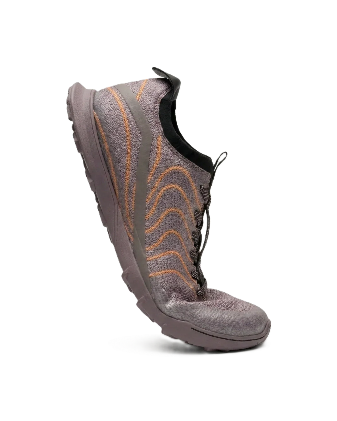 VERVE barefoot running shoes featuring a hydrophobic knit upper and aggressive deep traction trail lugs