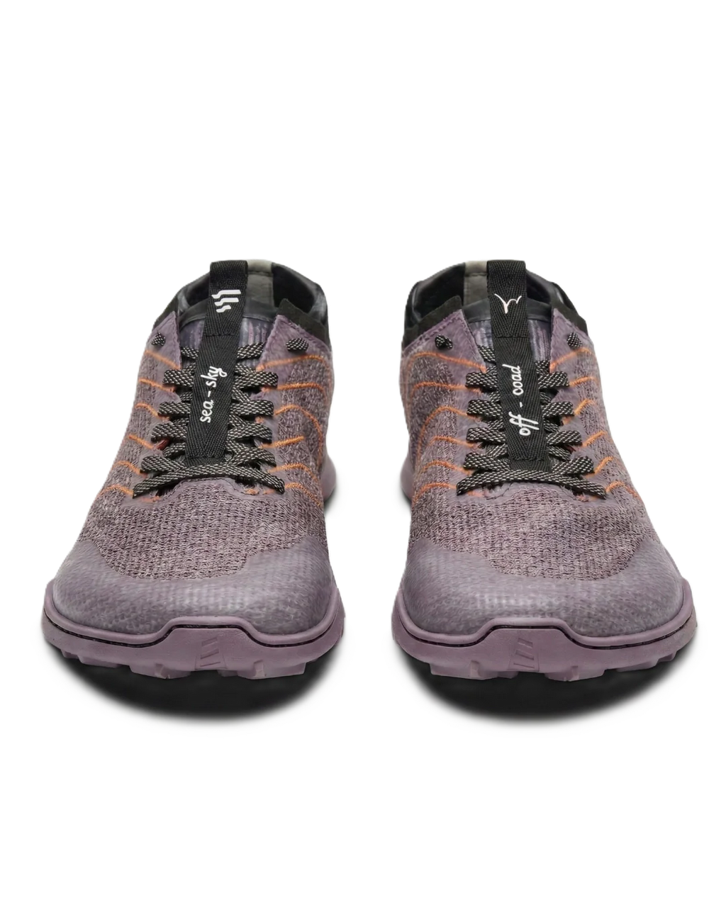 VERVE barefoot running shoes featuring a hydrophobic knit upper and aggressive deep traction trail lugs — view 2