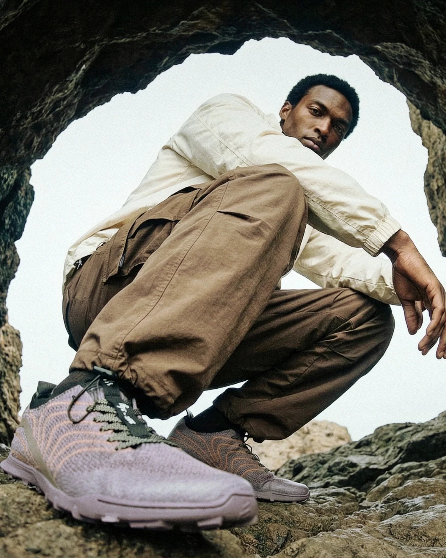 VERVE barefoot running shoes featuring a hydrophobic knit upper and aggressive deep traction trail lugs — view 5