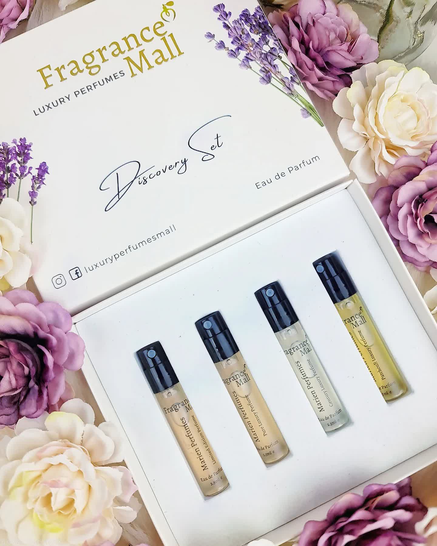 Luxury perfume discovery set in premium travel box, four small glass fragrance vials for women — view 2