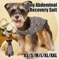 Dog neutering recovery suit in a printed breathable fabric for post-surgery healing and wound protection