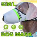 Grey and green breathable mesh dog muzzle with adjustable straps and reflective zipper design