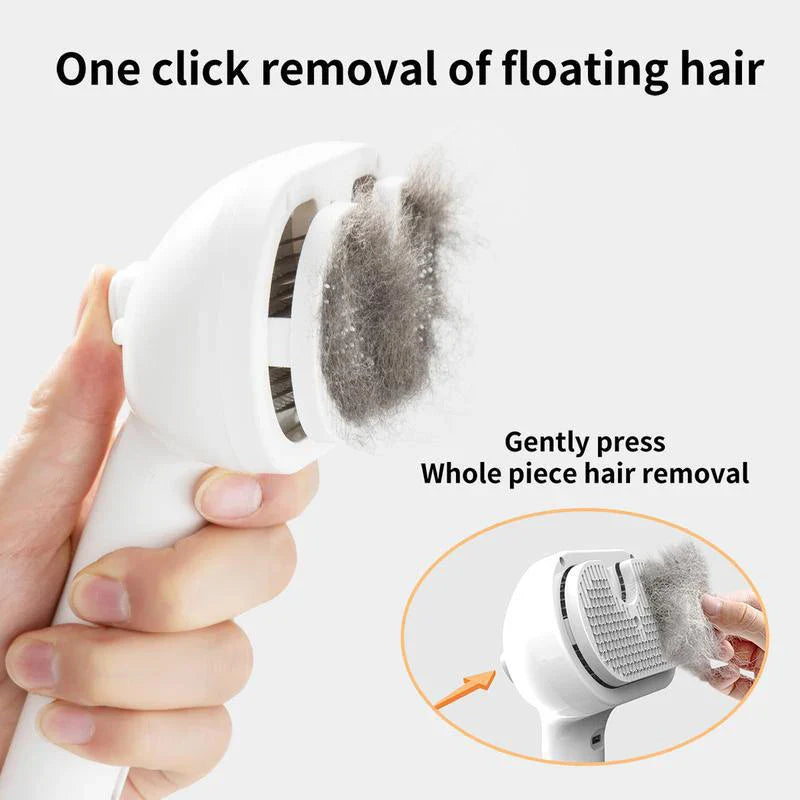 Rechargeable dog comb massage brush in vibrant color with stainless steel bristles for pet grooming — view 4