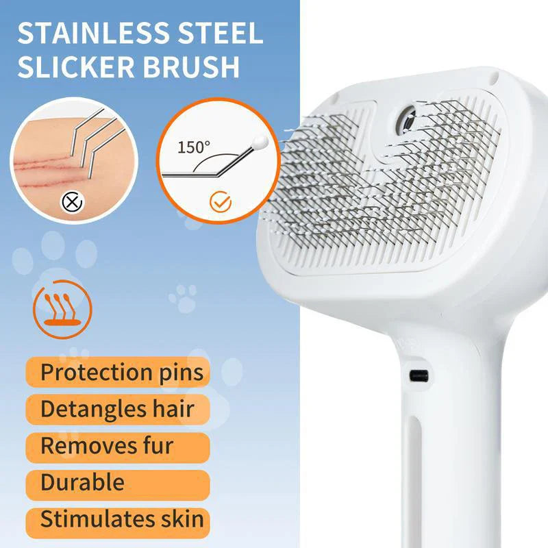 Rechargeable dog comb massage brush in vibrant color with stainless steel bristles for pet grooming — view 5