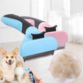 Stainless steel pet grooming comb with a colourful rubber non-slip handle for dogs and cats