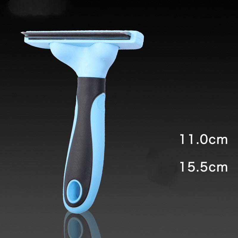 Stainless steel pet grooming comb with a colourful rubber non-slip handle for dogs and cats — view 2