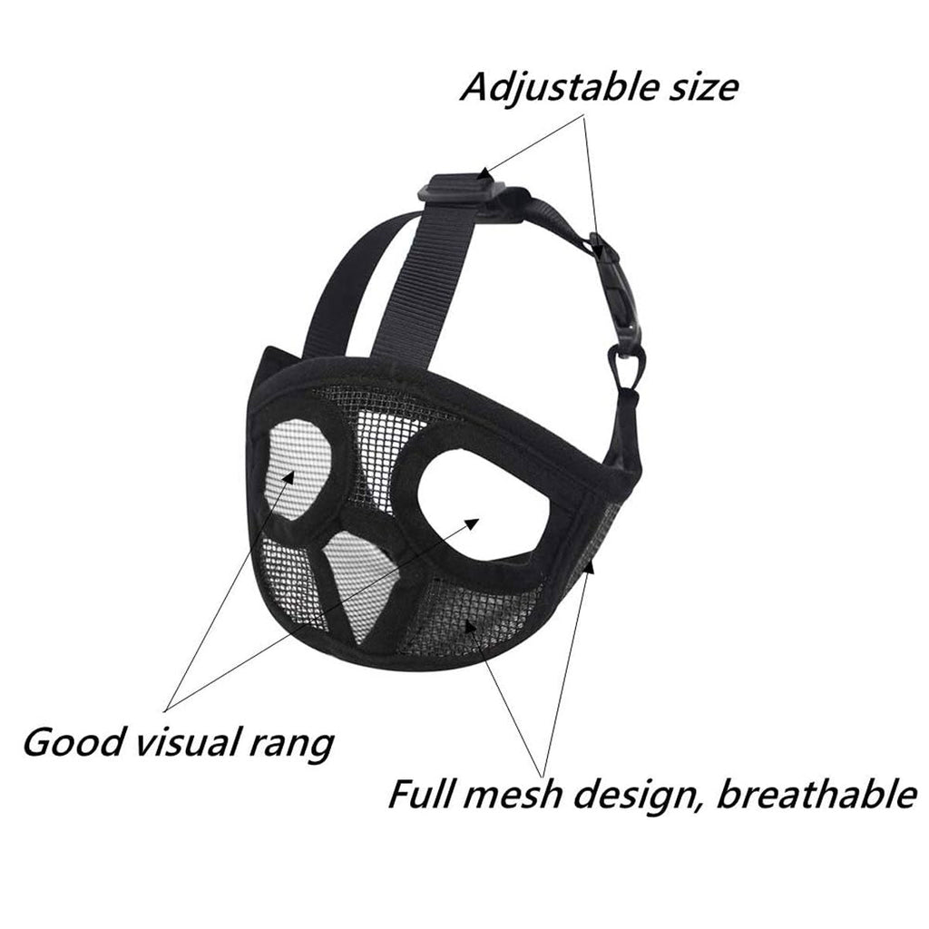 Black breathable short snout dog muzzle with adjustable straps for flat faced breeds like pugs — view 4