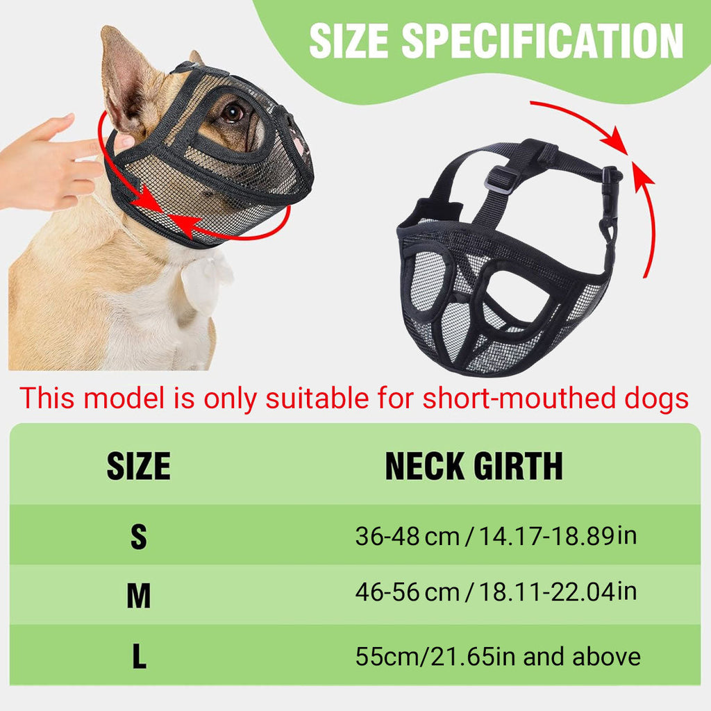 Black breathable short snout dog muzzle with adjustable straps for flat faced breeds like pugs — view 3