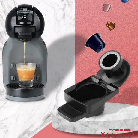 Nespresso to Dolce Gusto compatible coffee capsule adapter in black plastic housing — view 4