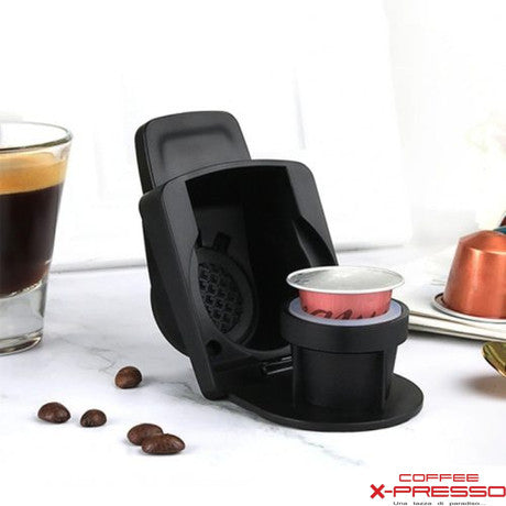 Nespresso to Dolce Gusto coffee machine adapter, durable black plastic capsule holder attachment
