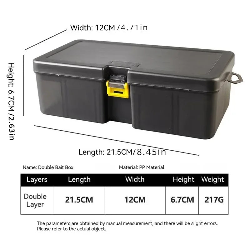 Transparent gray double layer fishing tackle box with custom compartments for lures and hooks — view 4