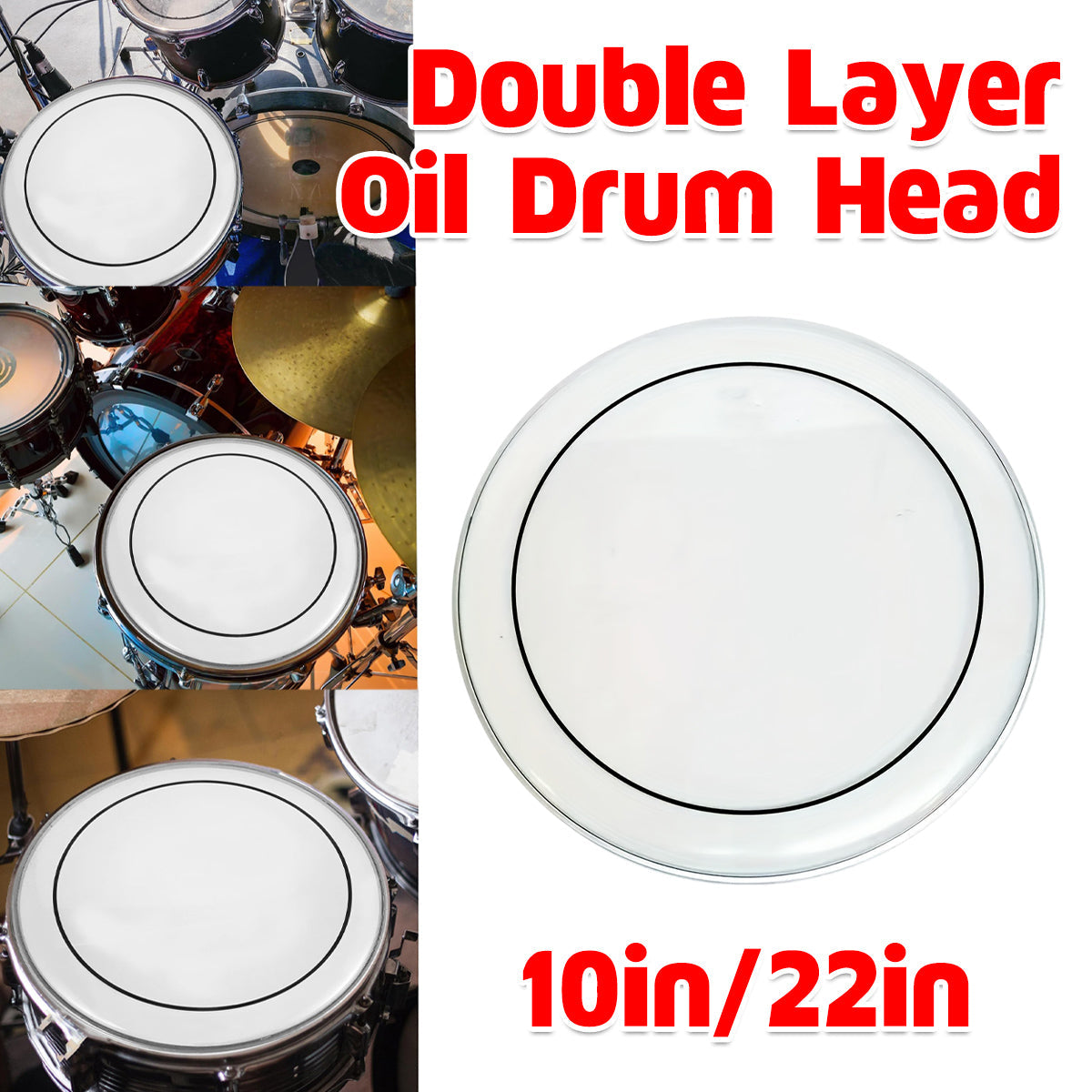 Transparent double layer oil skin matte drum head with aluminium hoop for drum kits
