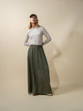 Drawstring Circle Skirt-Olive-0