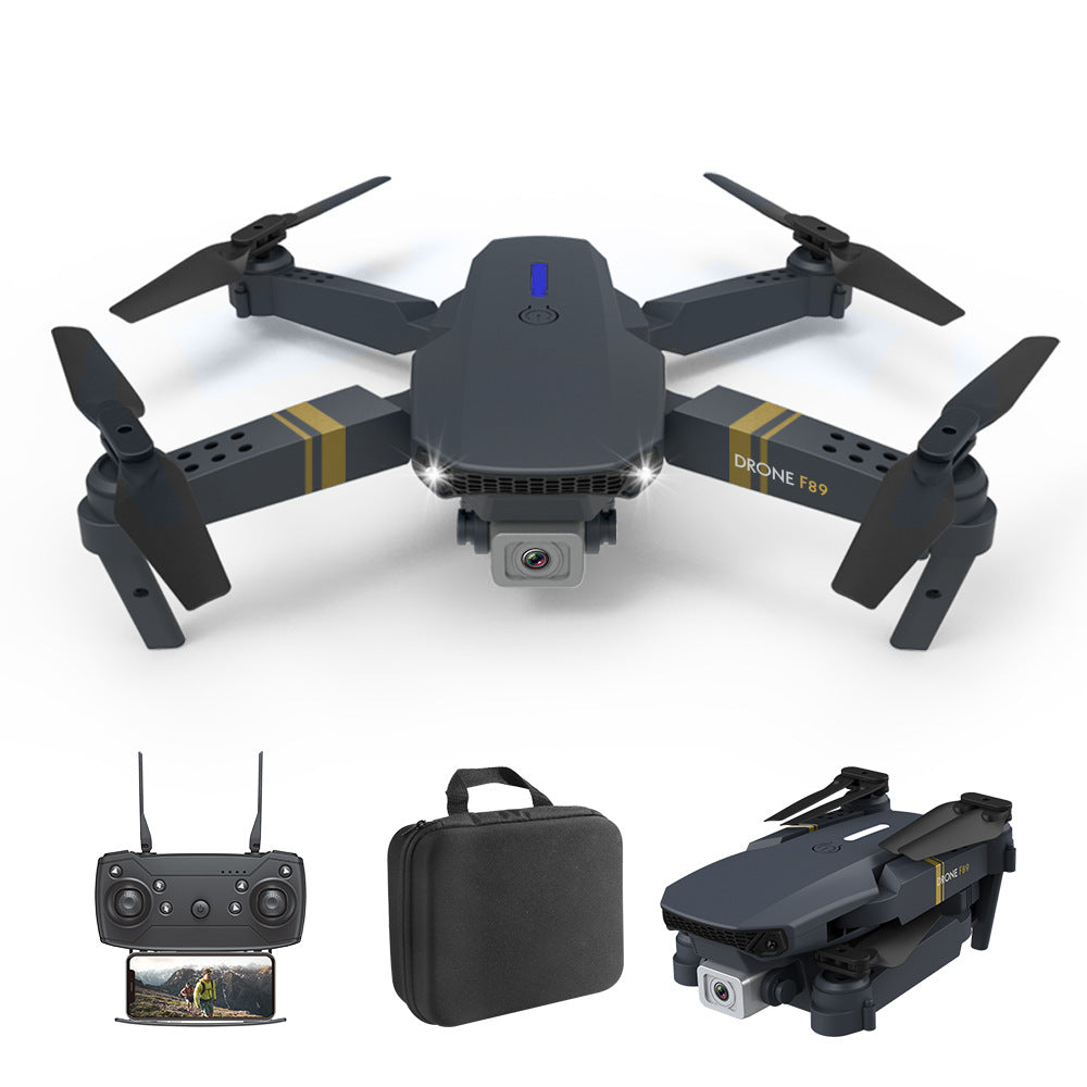 Sleek dual camera quadcopter drone with four channels and remote control handle for aerial photography