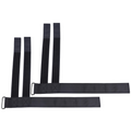 Black dumbbell foot straps with adjustable velcro bands for lower body strength training and physical therapy