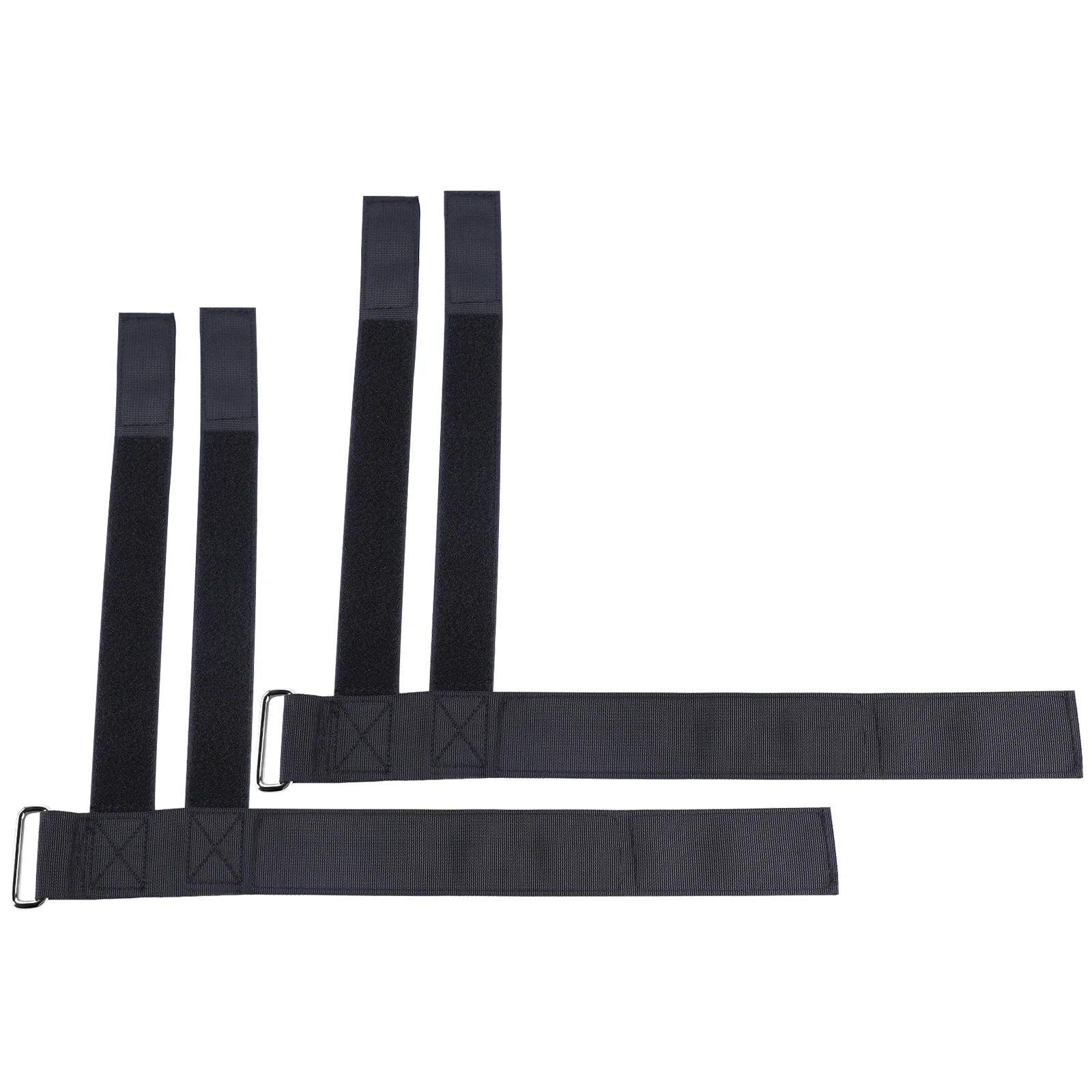 Black dumbbell foot straps with adjustable velcro bands for lower body strength training and physical therapy