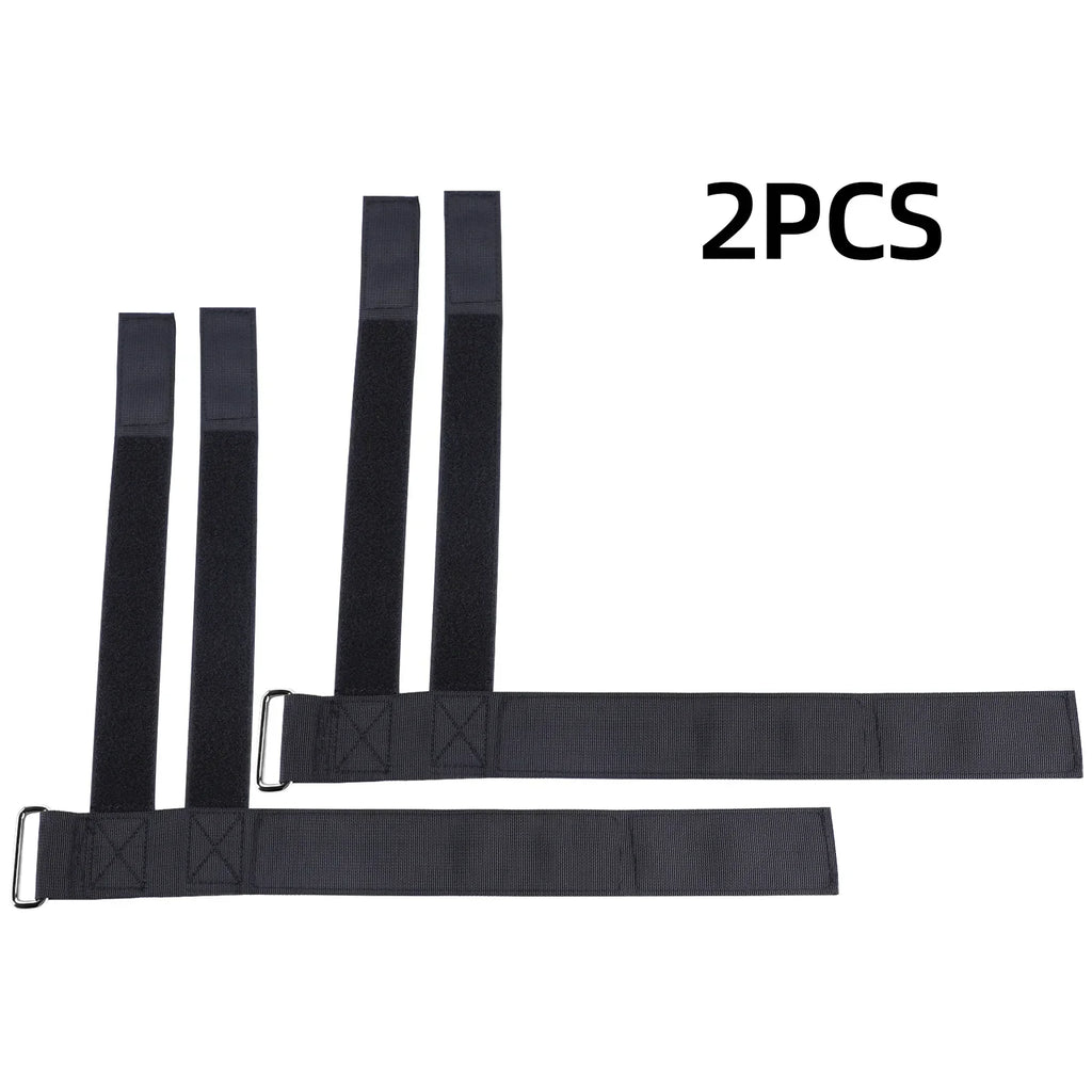 Black dumbbell foot straps with adjustable velcro bands for lower body strength training and physical therapy — view 2
