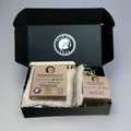 Organic solid shampoo and soap gift set with bamboo soap dish and natural sisal pouch
