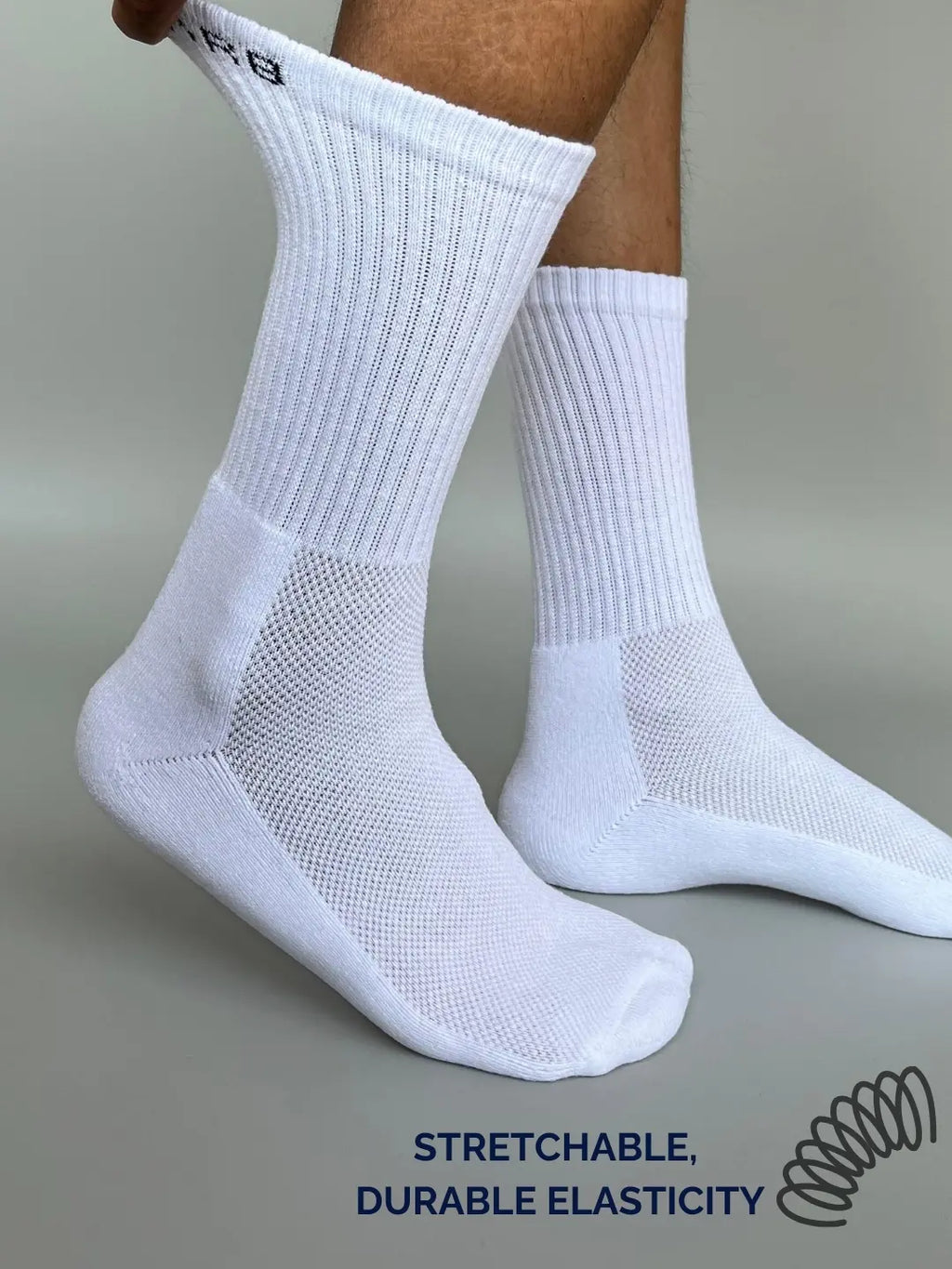 Three pairs of black premium cotton blend crew socks featuring soft cushioning and arch support. — view 4