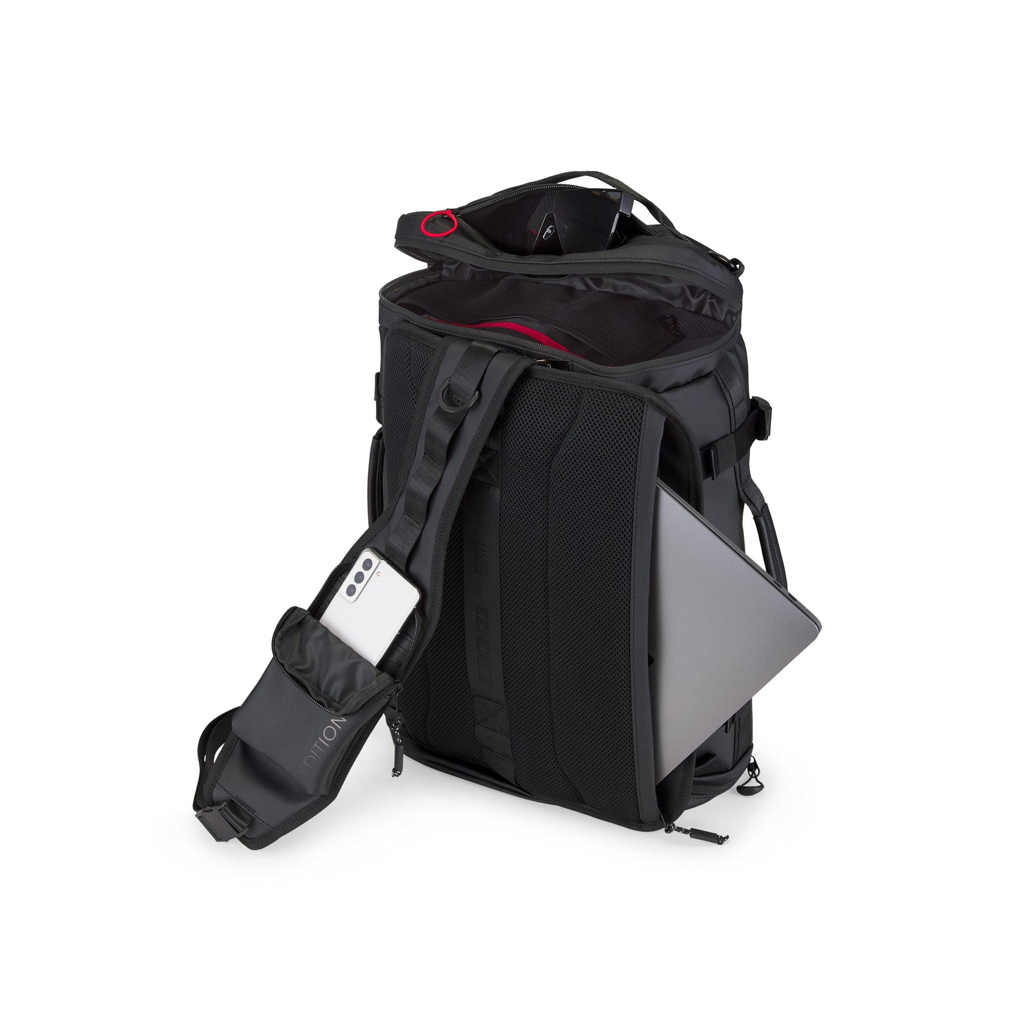 Signature duffle bag in modern urban style, 3-in-1 convertible backpack and travel carryall — view 4
