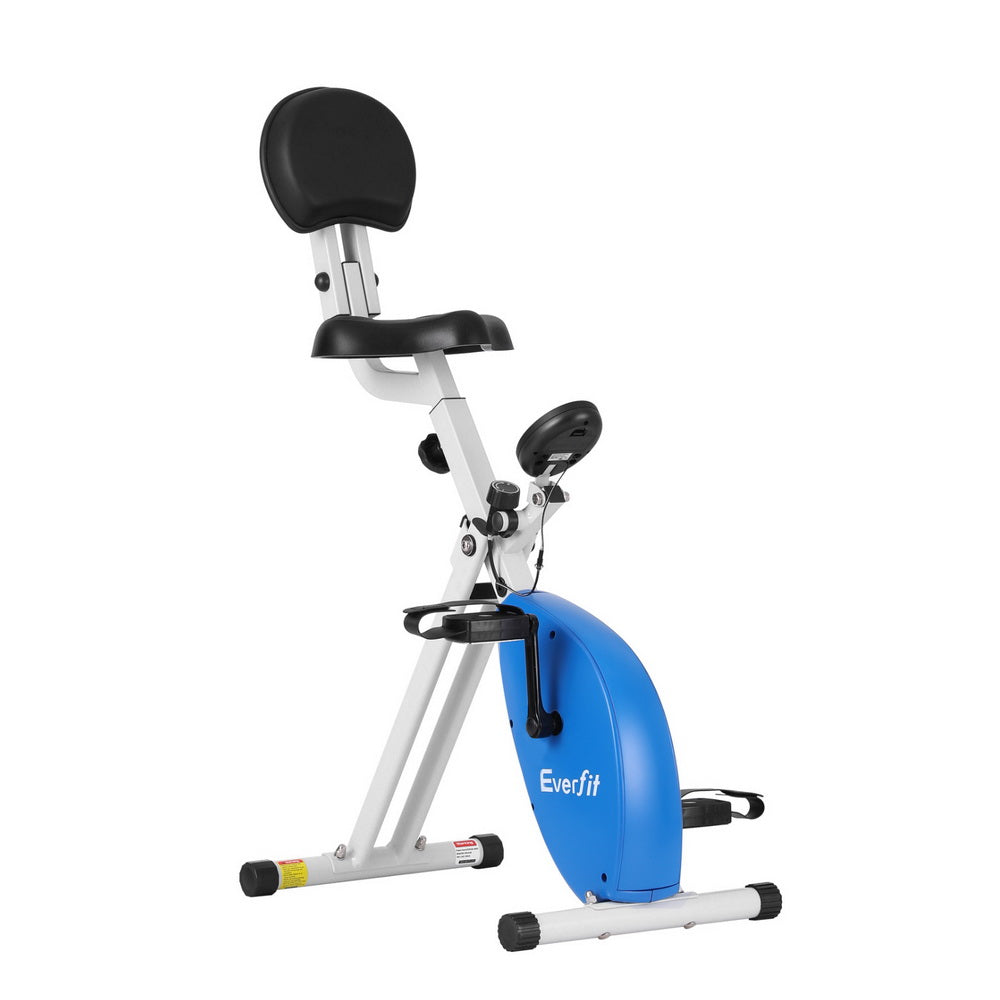 Everfit folding magnetic exercise bike in black with LCD display and backrest support — view 3