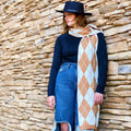 Patterned knit scarf in classic argyle cozy cold weather neckwear wrap for autumn and winter