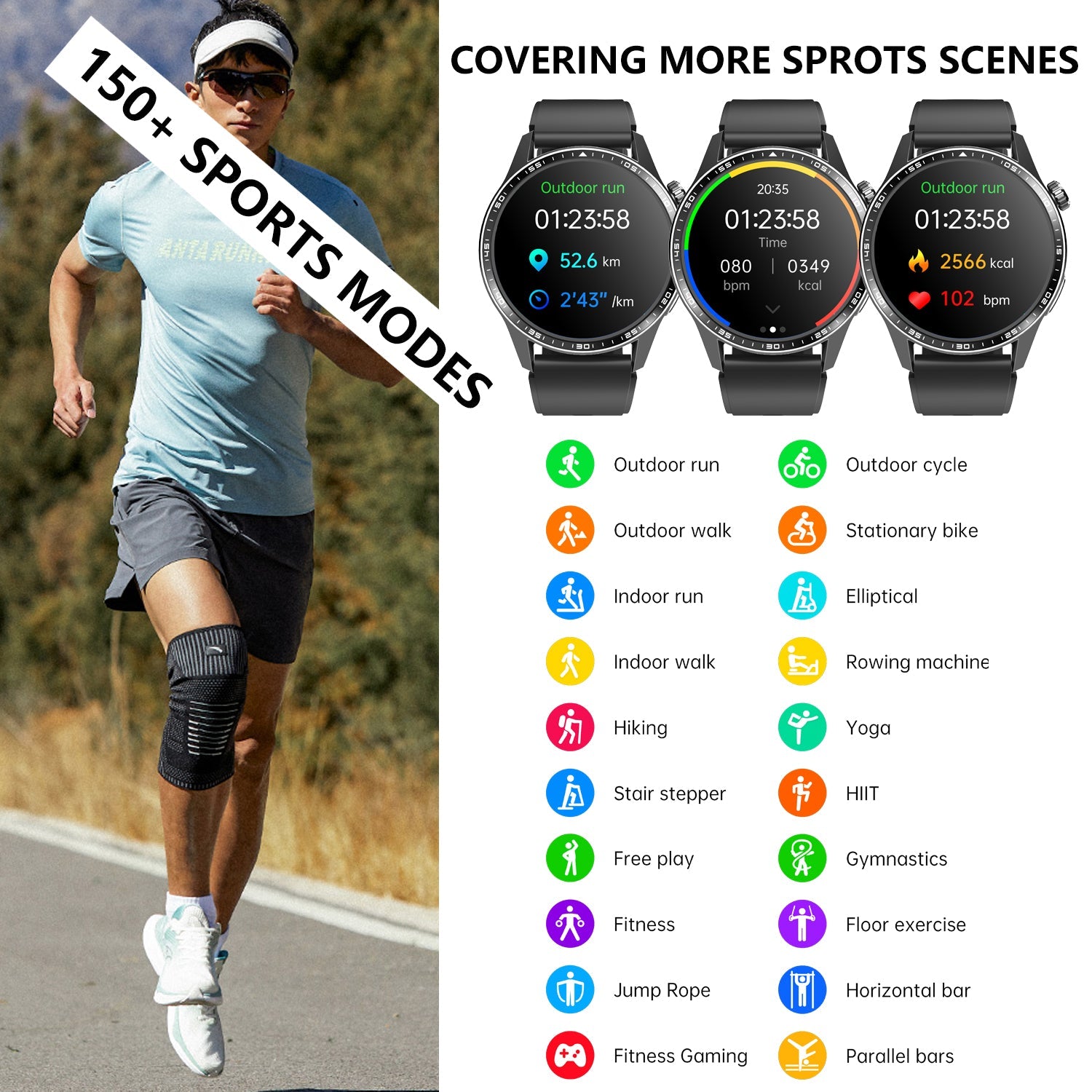 Men's smart watch with metal case and clear digital display for health and fitness tracking — view 2