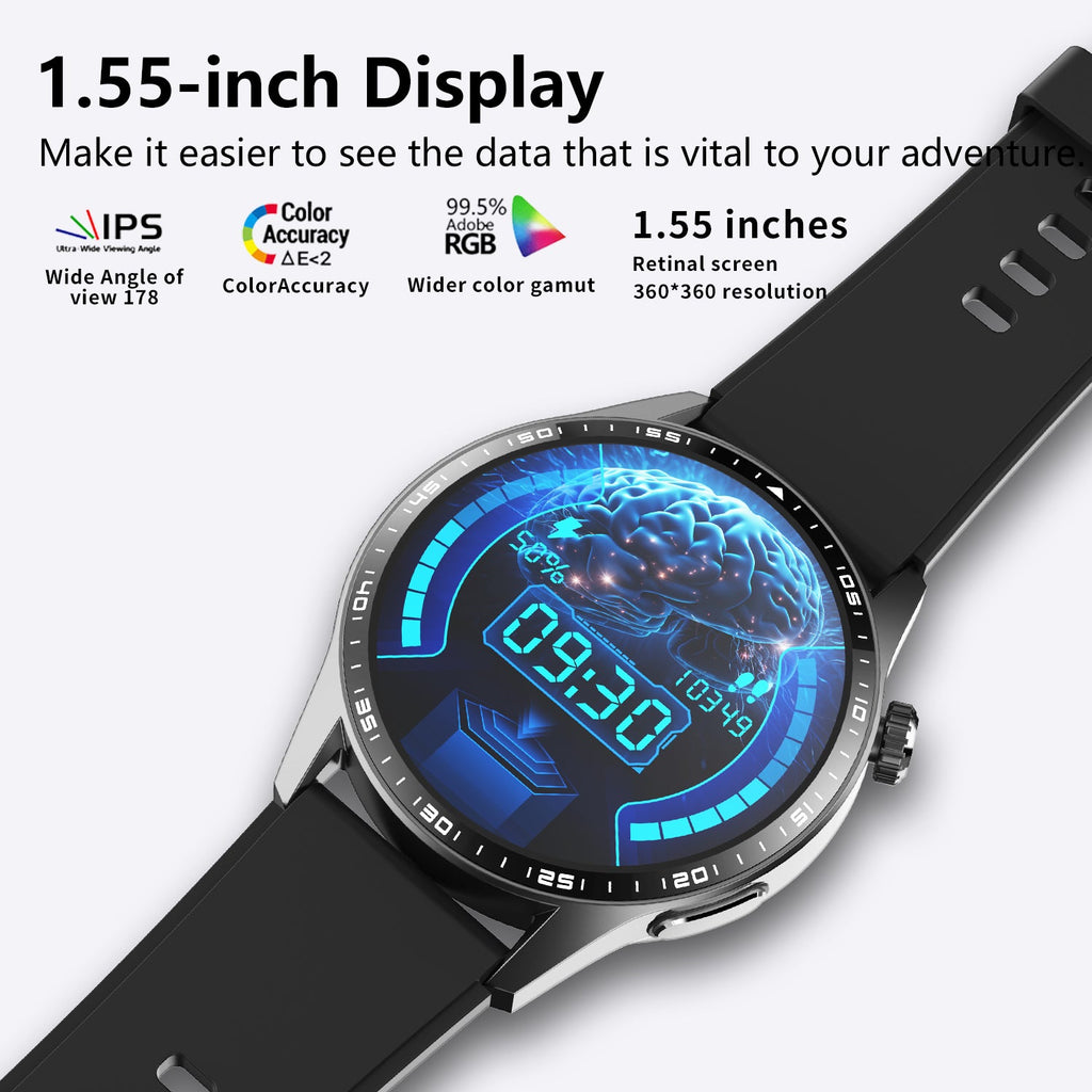 Men's smart watch with metal case and clear digital display for health and fitness tracking — view 4
