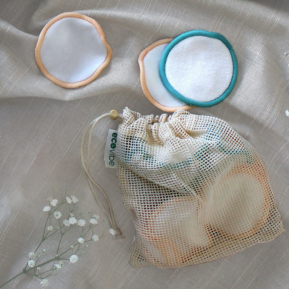 16 reusable bamboo makeup remover pads with a cotton mesh laundry bag for eco-friendly cleansing — view 5