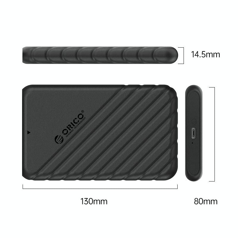 NNEIDS 2.5 inch USB-C external hard drive case made of durable ABS material with cable