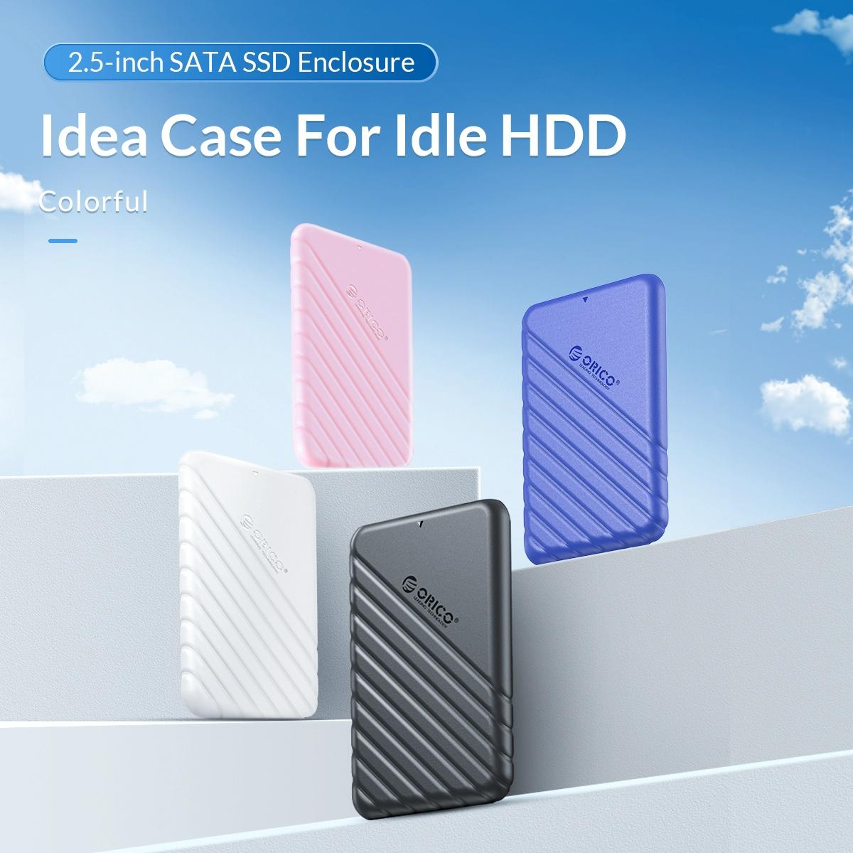 NNEIDS 2.5 inch USB-C external hard drive case made of durable ABS material with cable — view 2