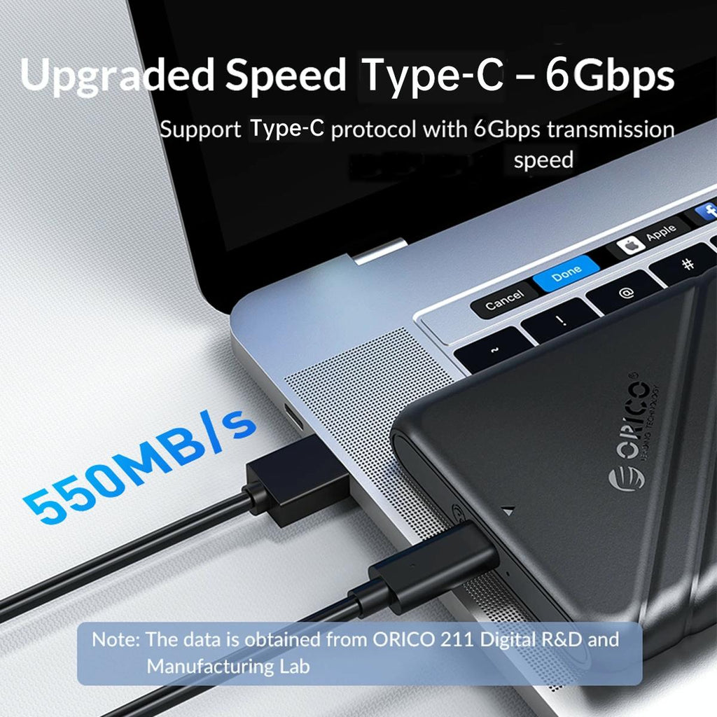 NNEIDS 2.5 inch USB-C external hard drive case made of durable ABS material with cable — view 3