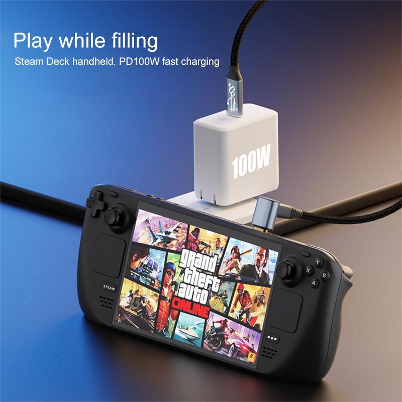 Black NNEIDS 100W USB-C extension cable with curved connector and premium aluminum alloy shell. — view 5