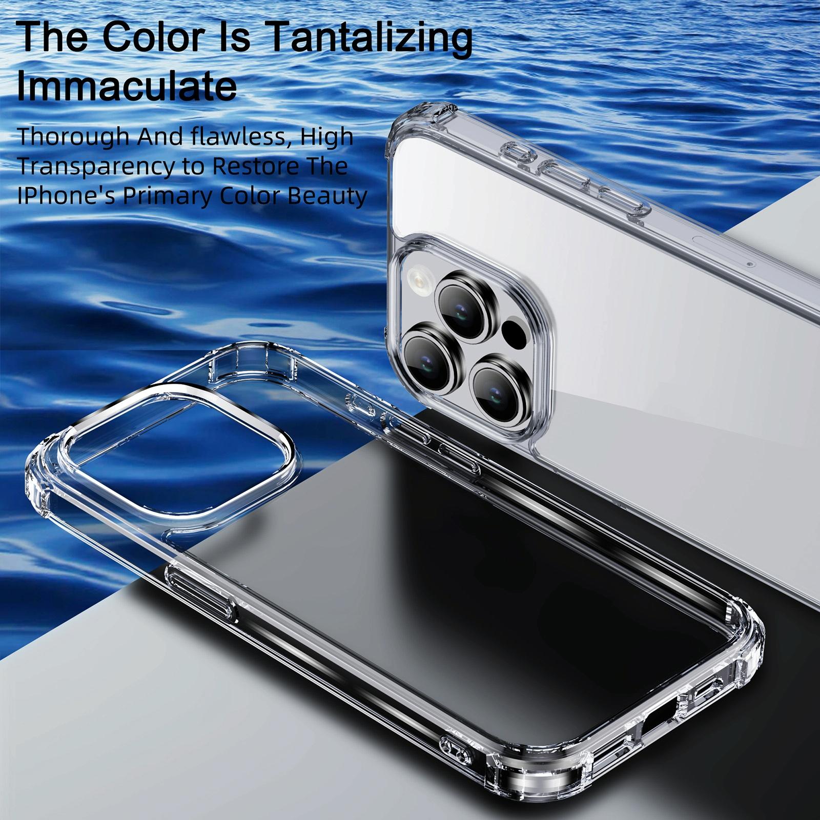 Crystal clear shockproof phone case for iPhone 15 made of transparent PC and TPU materials — view 3