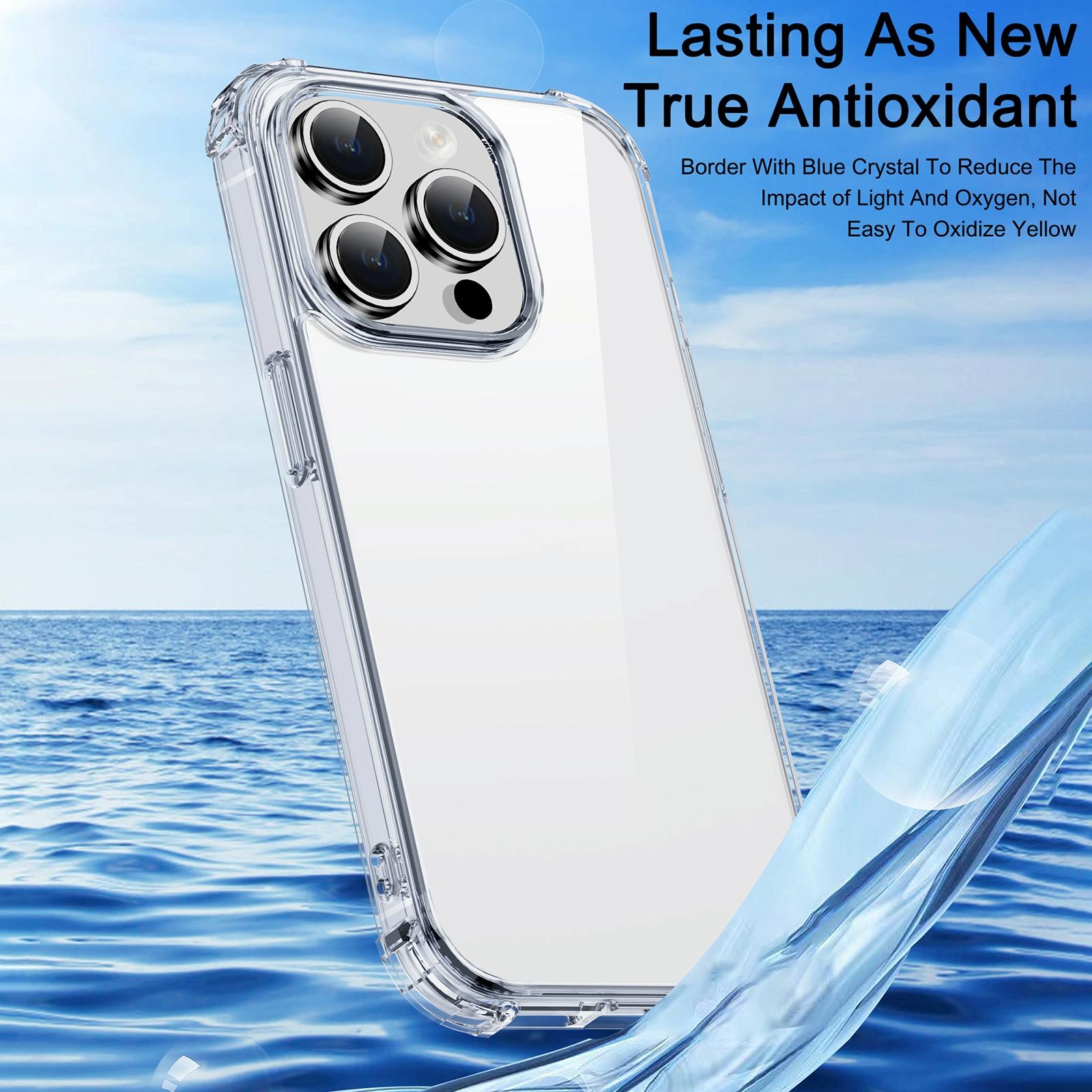 Crystal clear shockproof phone case for iPhone 15 made of transparent PC and TPU materials — view 4