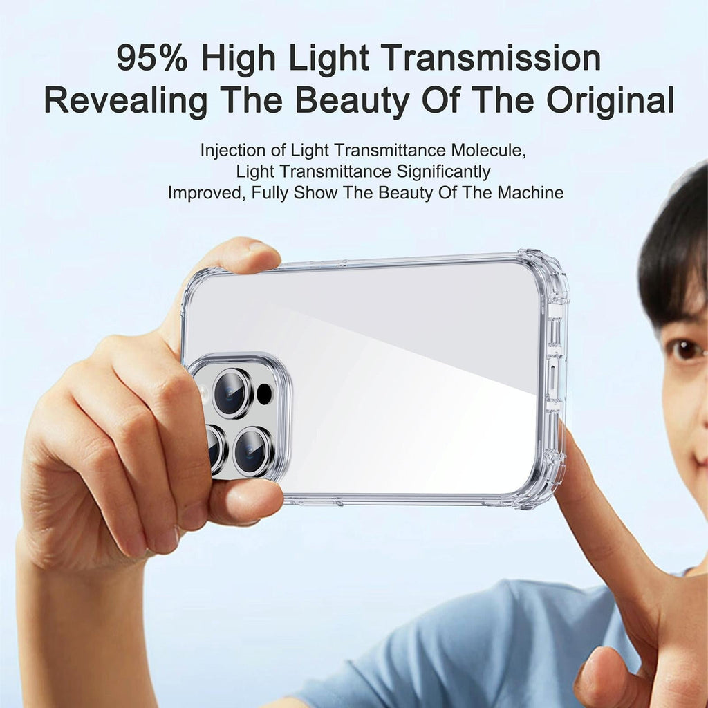 Crystal clear shockproof phone case for iPhone 15 made of transparent PC and TPU materials — view 5