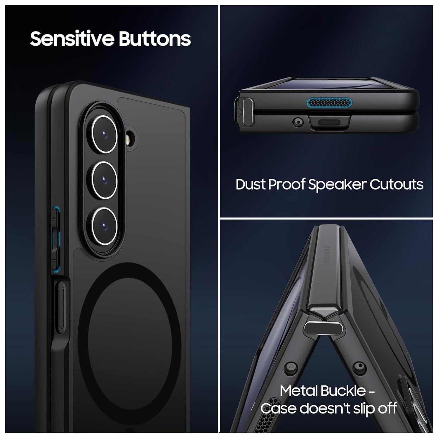 Black translucent MagSafe case for Samsung Galaxy Z Fold4 showing ultra-thin protective shell — view 4