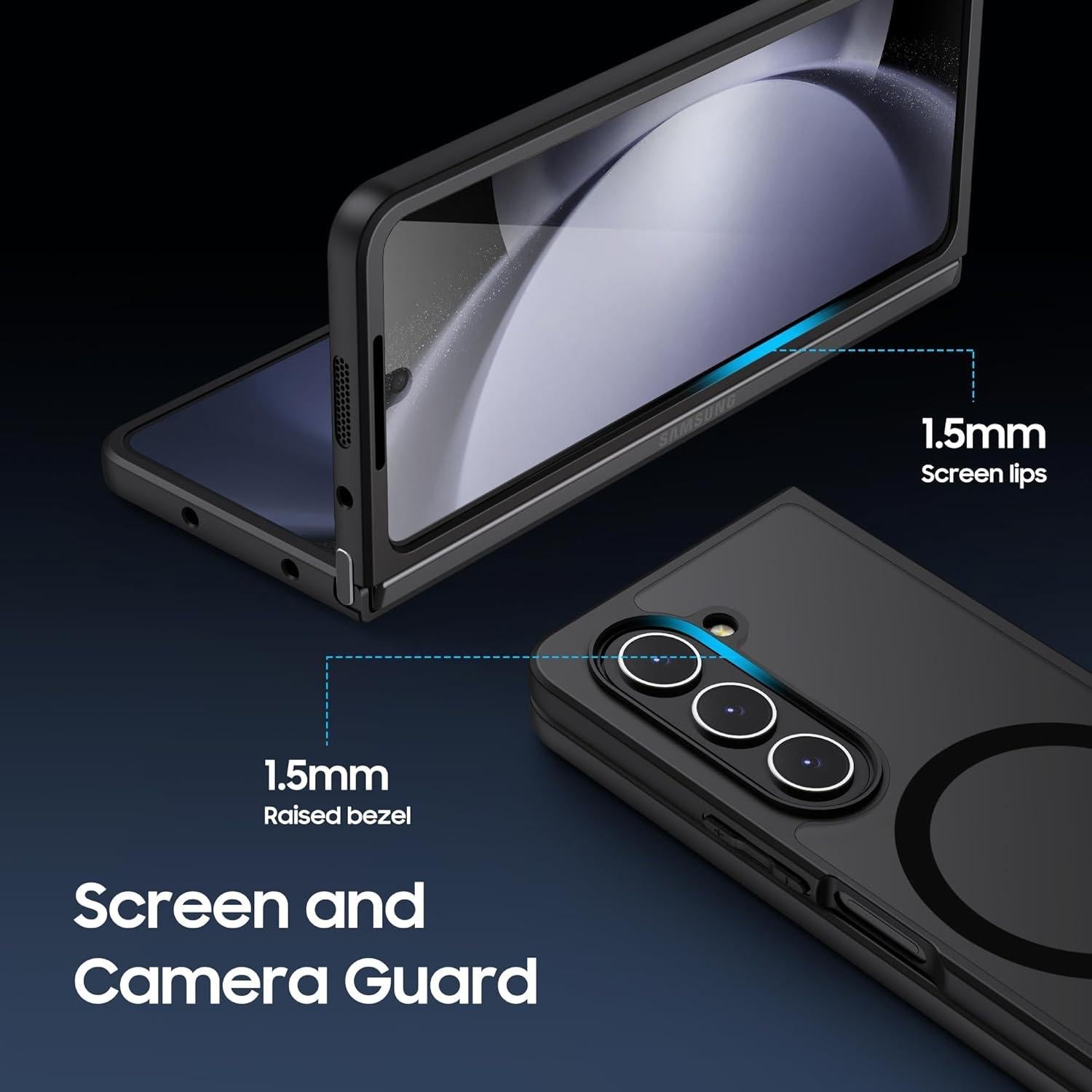 Black translucent MagSafe case for Samsung Galaxy Z Fold4 showing ultra-thin protective shell — view 5
