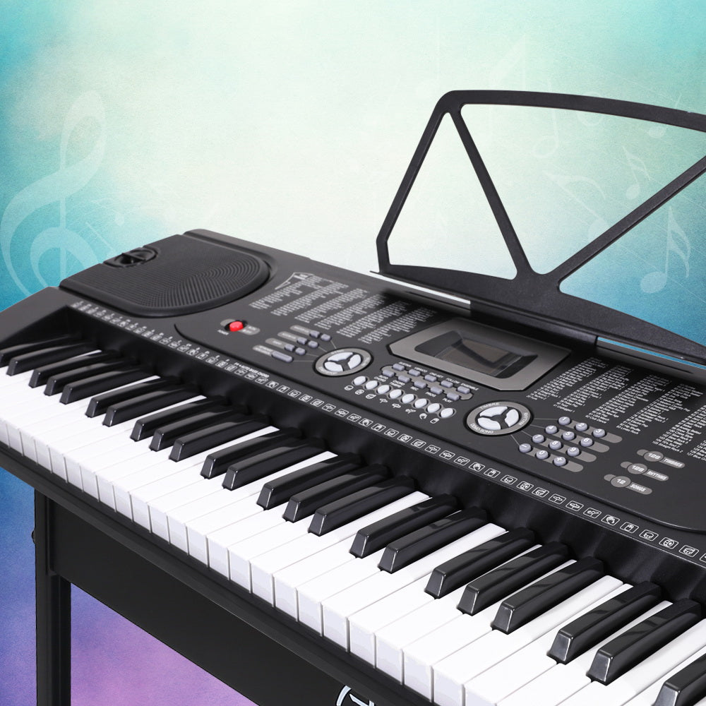 Black Alpha 61-key electronic digital piano keyboard with adjustable stand and music sheet holder