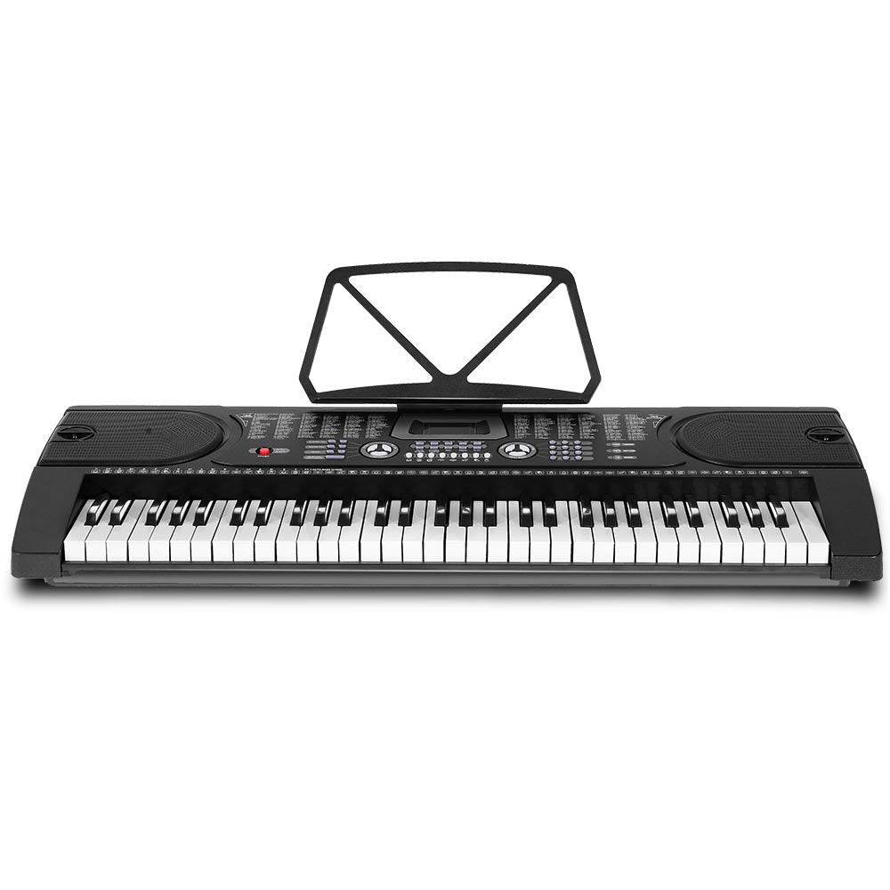Black Alpha 61-key electronic digital piano keyboard with adjustable stand and music sheet holder — view 3