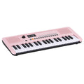 Pink Alpha 37-key digital kids piano keyboard with built-in speakers and interactive buttons